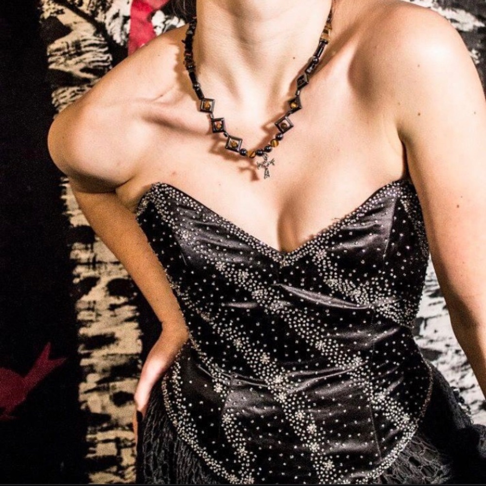 Black corset with sequins S